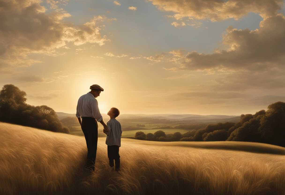 Father-and-son-share-a-tender-moment-in-a-sunlit-field-embodying-love-and-guidance_swpn