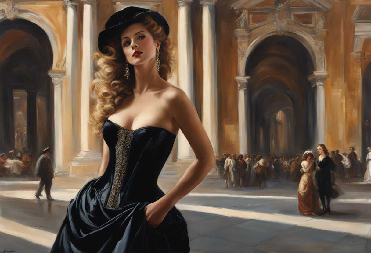 A-seductive-woman-in-glamorous-attire-beckons-from-a-bustling-town-square-tempting-passersby_cvqr
