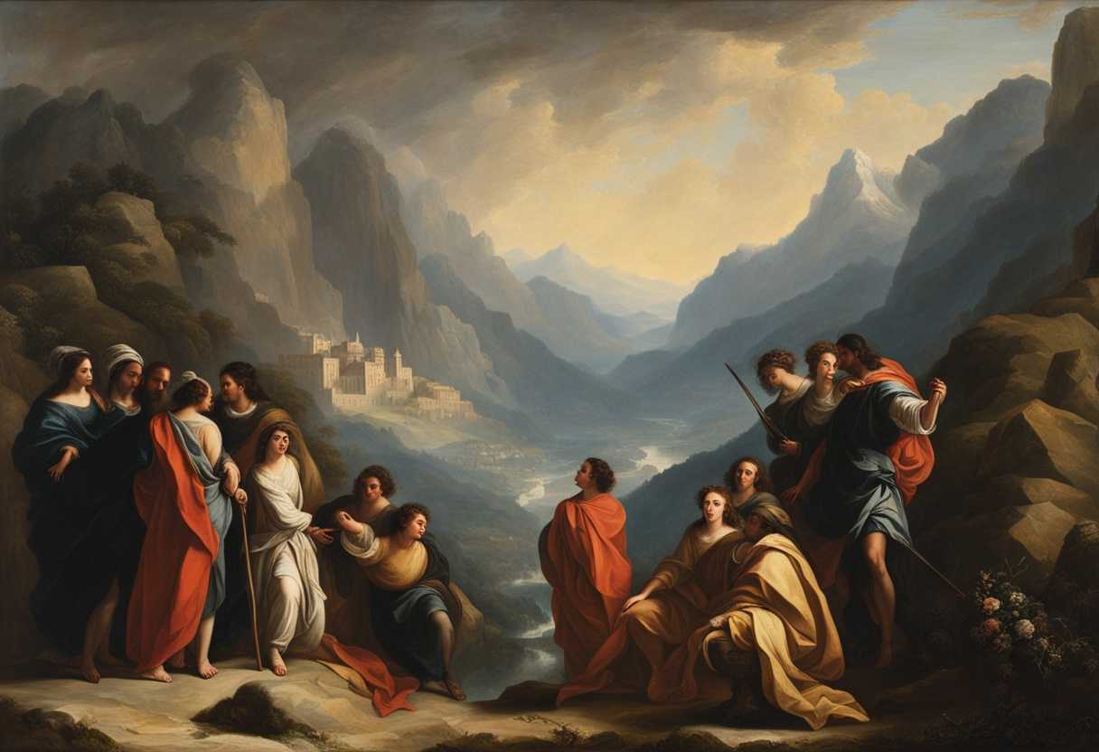 A-diverse-group-stands-confidently-before-towering-mountains-embodying-unwavering-faith-and-strengt_disi