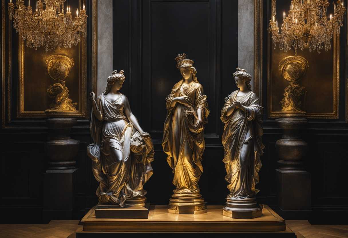 In-a-dimly-lit-room-shimmering-silver-and-gold-idols-stand-motionless-radiating-an-ethereal-glow_unvm