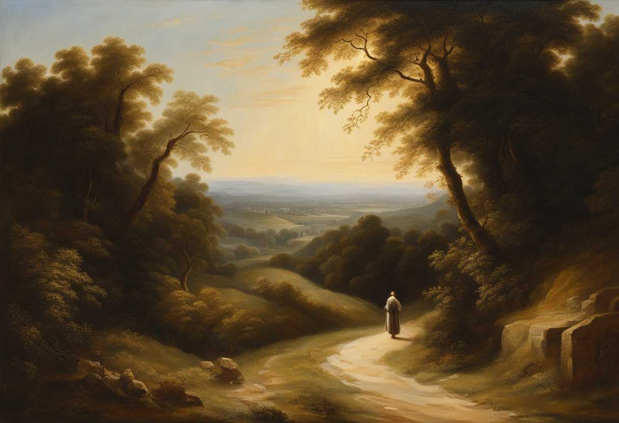 A-figure-on-a-winding-path-bathed-in-sunlight-seeking-guidance-and-contemplating-the-journey_otdz