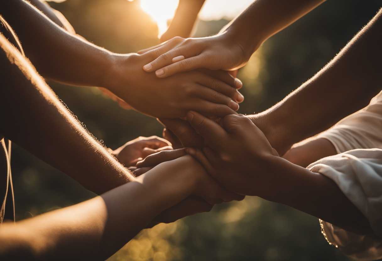 People-in-prayer-circle-under-sunlight-in-serene-nature-hands-clasped-showing-unity-and-faith_enxh