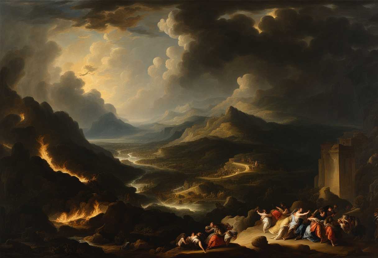 A-tumultuous-storm-rages-over-a-vast-landscape-with-mountains-fire-and-lightning_lrif
