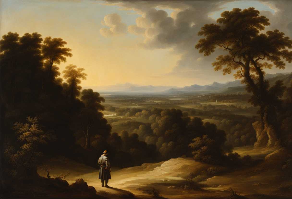 A-lone-figure-stands-in-a-serene-landscape-bathed-in-golden-light-lost-in-contemplation_qaxs