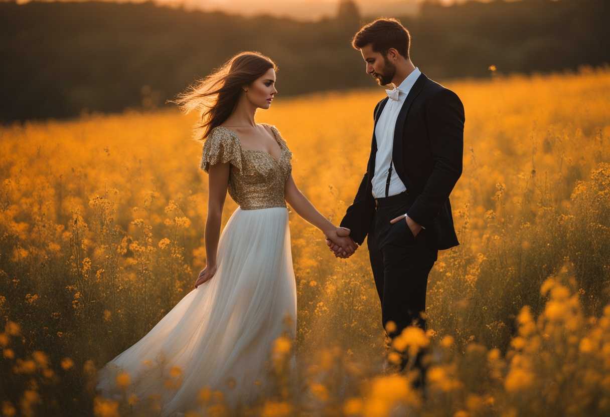 Couple-in-wildflower-field-at-sunset-golden-light-intimate-embrace-timeless-love_jmoi