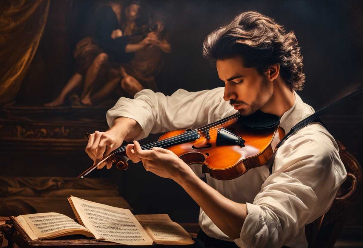 Passionate-musician-plays-string-instrument-with-intensity-creating-dramatic-lighting-and-energetic_wivt