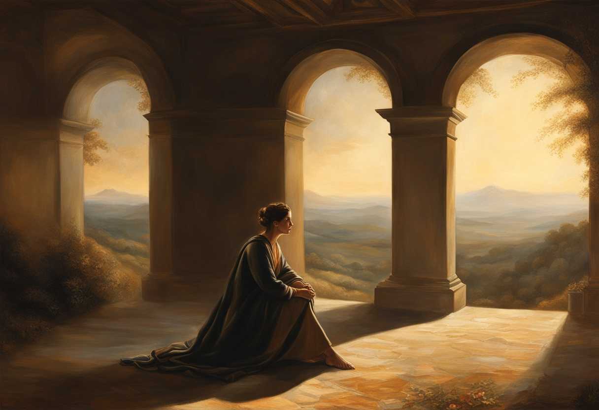 A-person-sits-in-surrender-under-warm-light-finding-solace-in-a-serene-landscape_vlqs