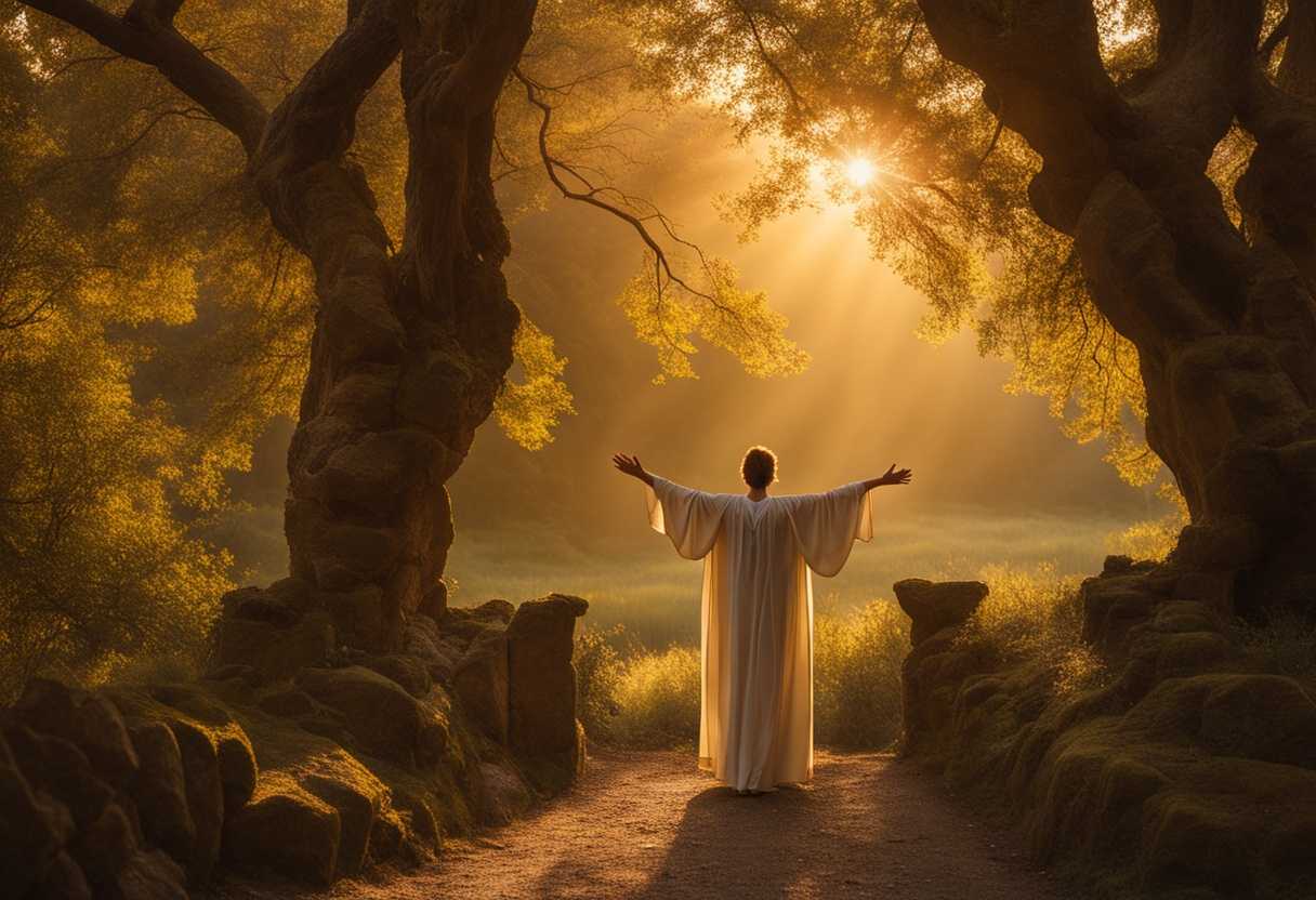 A-figure-stands-with-raised-hands-in-a-serene-golden-lit-nature-setting-embodying-reverence-and-tr_dqsw