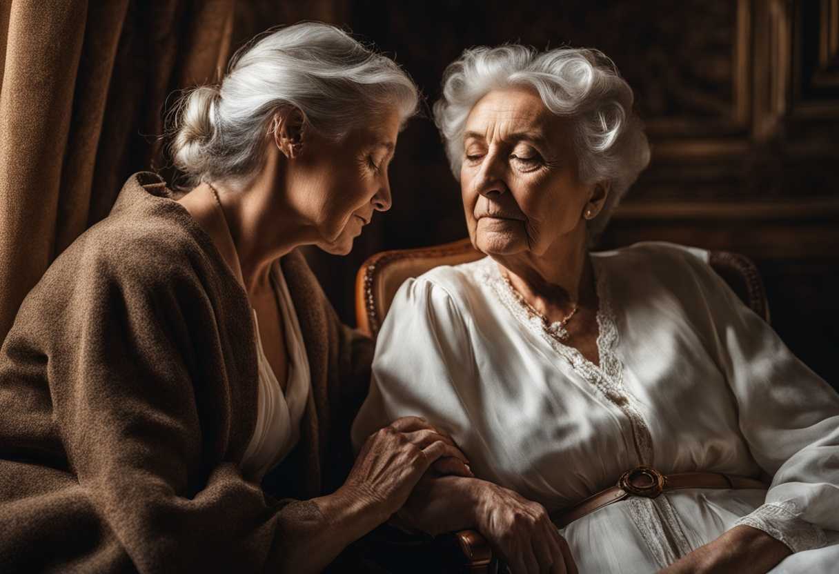 Elderly-person-and-caregiver-share-a-tender-moment-in-a-worn-armchair-by-a-window_ddoe