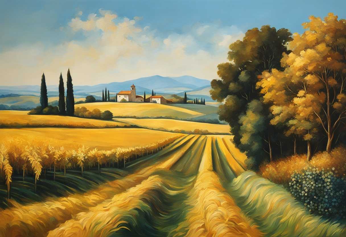 Golden-crops-sway-under-clear-blue-sky-ready-for-harvest-exuding-tranquility-and-abundance_xrzy