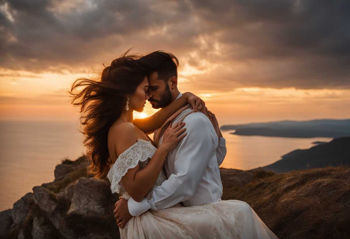 Couple-embraces-on-cliff-at-sunset-wind-tousling-hair-sharing-intimate-moment_jqkj