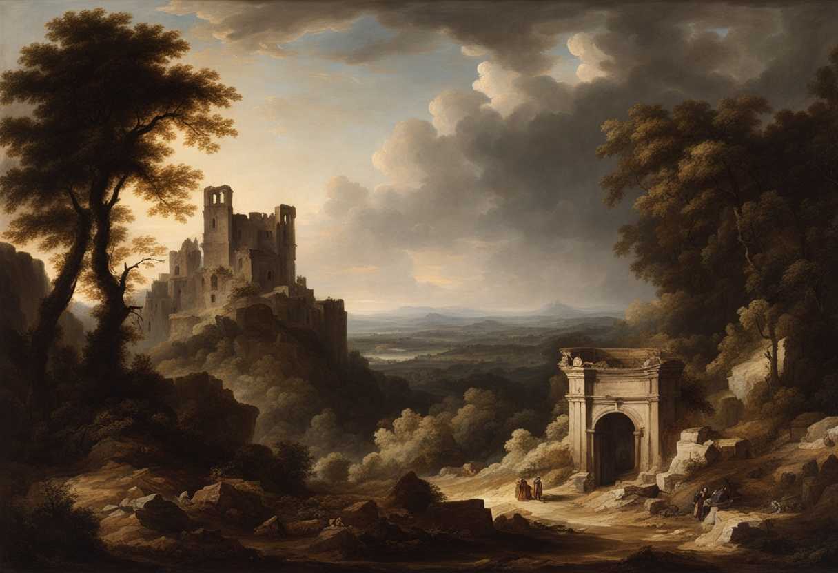 A-desolate-landscape-with-ruins-of-an-abandoned-stronghold-and-forsaken-crown-symbolizing-defeat-and_ithz