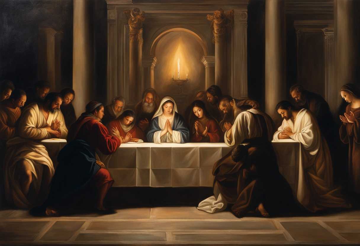 A-diverse-group-of-individuals-praying-together-in-candlelit-reverence-embodying-profound-faith_aydy