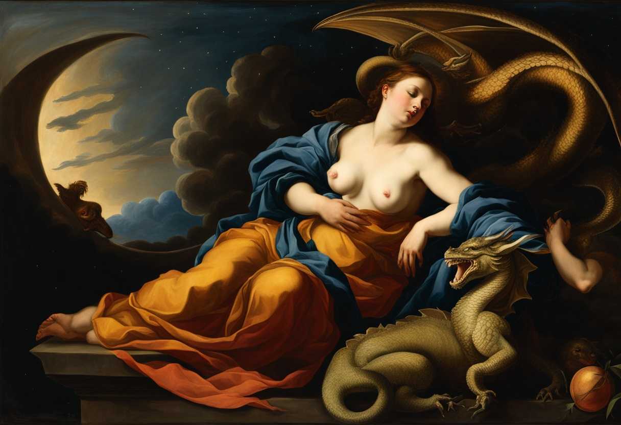 A-woman-in-labor-under-a-celestial-sky-facing-a-menacing-dragon-birthing-a-destined-ruler_myua