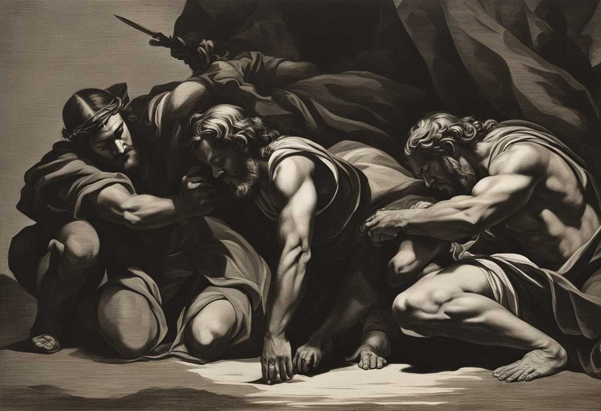 Worshipers-kneel-in-shadows-facing-the-beast-embodying-despair-and-the-struggle-between-good-and-e_indz