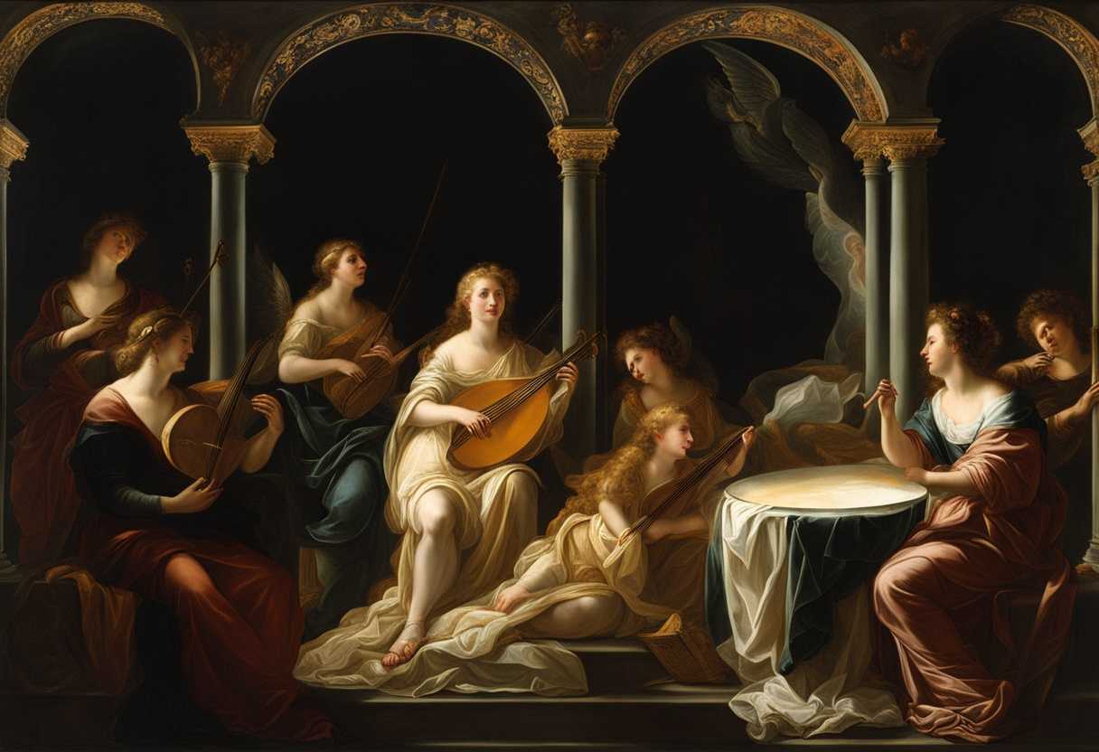 Celestial-beings-play-harps-by-a-glowing-glass-sea-singing-in-awe-and-reverence_lsay