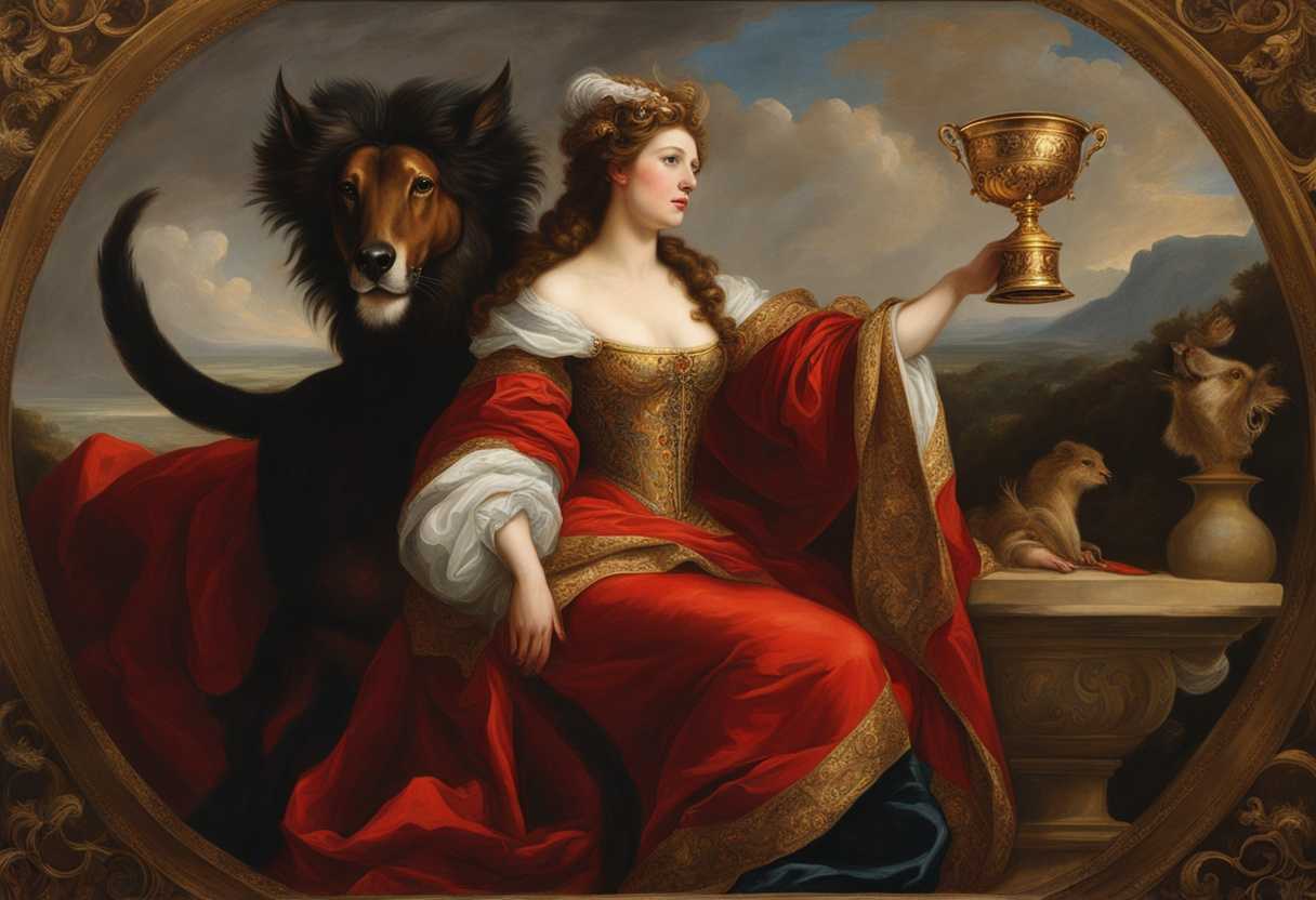 A-regal-woman-in-lavish-attire-atop-a-scarlet-beast-holding-a-golden-cup_bhca