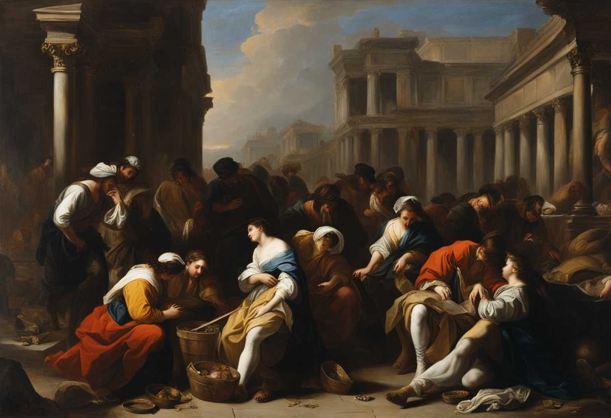Merchants-and-sailors-in-colorful-attire-mourn-amidst-a-ruined-city-expressing-loss-and-despair_qdhm