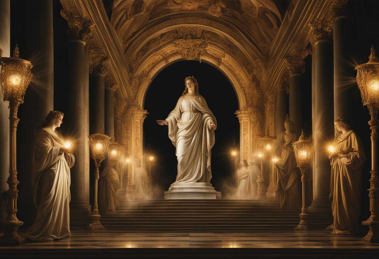 A-mystical-figure-stands-among-seven-glowing-lampstands-radiating-divine-authority-and-grace_taje