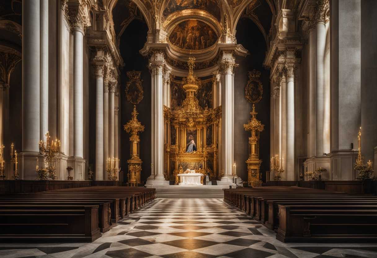 An-angel-holding-stars-walks-among-golden-lampstands-in-a-solemn-church-conveying-endurance-and-rep_sfpg