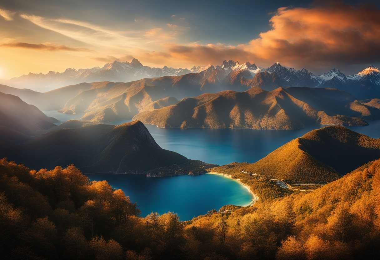 A-serene-sunset-over-a-majestic-mountain-range-casting-dramatic-shadows-on-vibrant-islands_ycxt