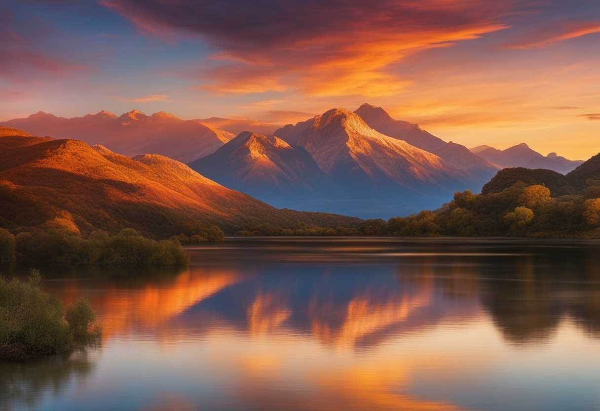 A-serene-sunset-over-majestic-mountains-casting-a-colorful-canvas-like-sky-over-distant-islands_naun