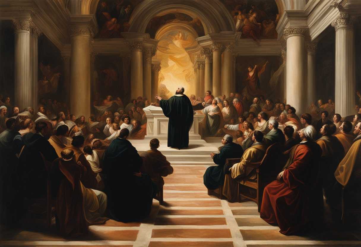 A-preacher-delivers-a-powerful-sermon-to-a-captivated-congregation-in-a-serene-glowing-church_dkmo