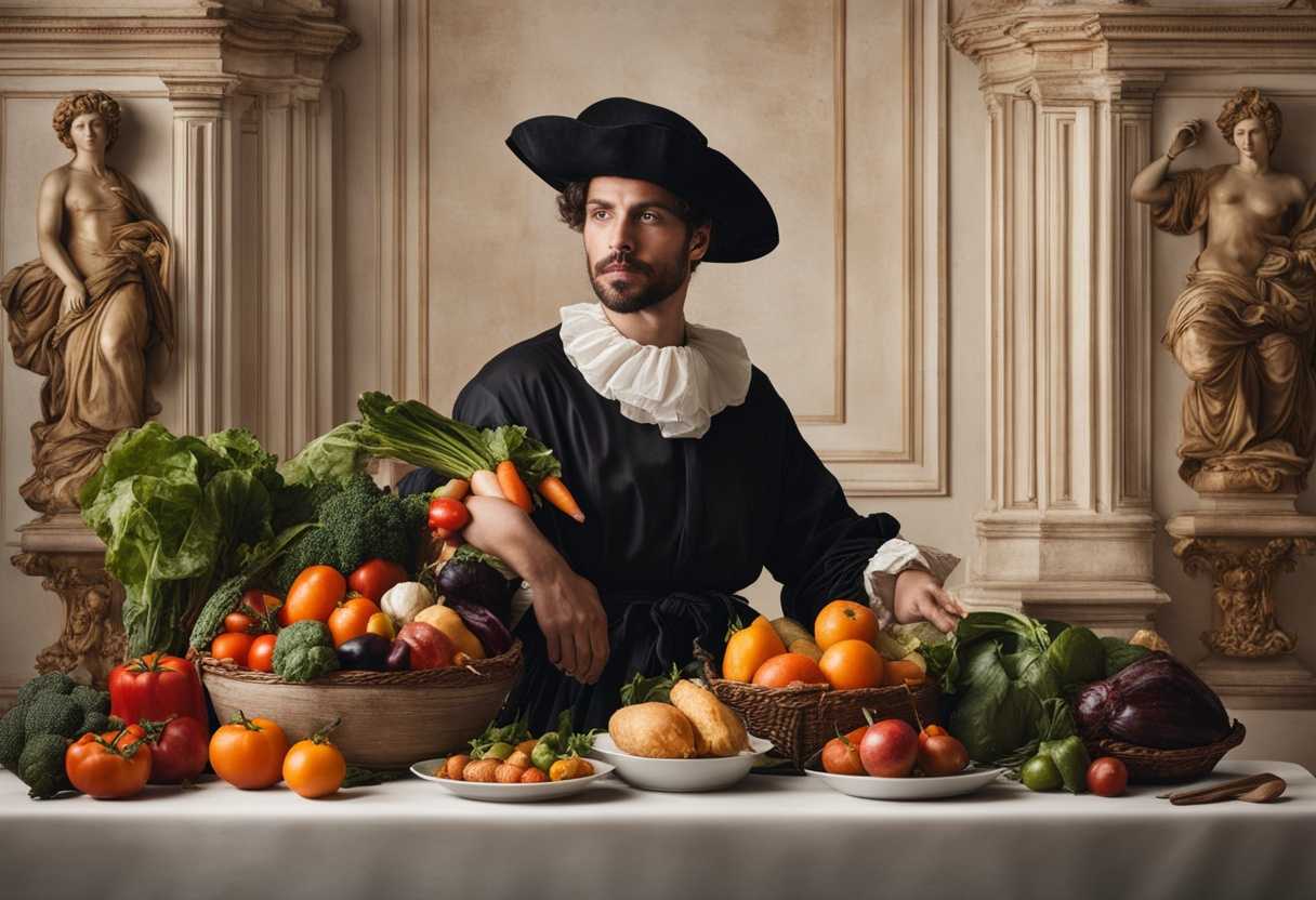 Confident-person-holding-diverse-foods-weak-person-with-plate-of-vegetables-contrasting-poses-and-_zcbp
