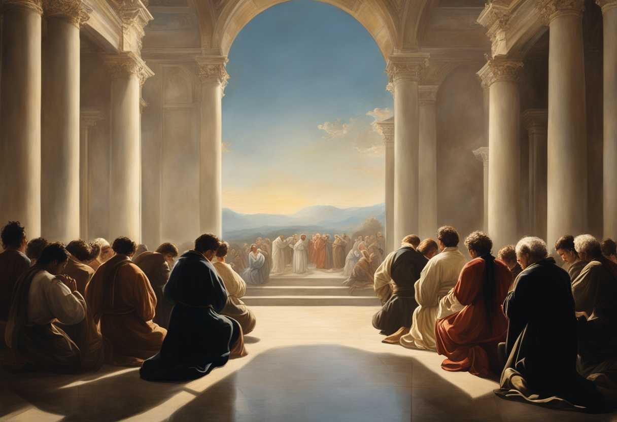 People-in-prayer-circle-under-sunlight-heads-bowed-hands-clasped-serene-and-hopeful-atmosphere_hcbl