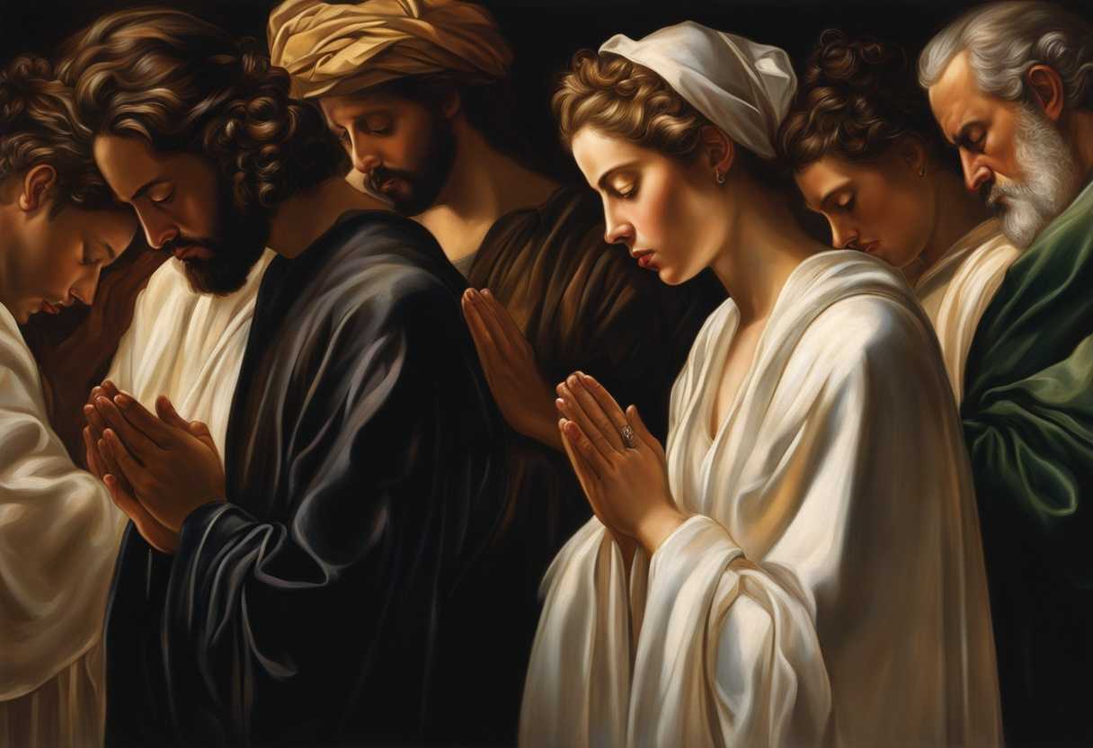 A-diverse-group-of-individuals-heads-bowed-in-prayer-bathed-in-warm-light-united-in-faith_agkr