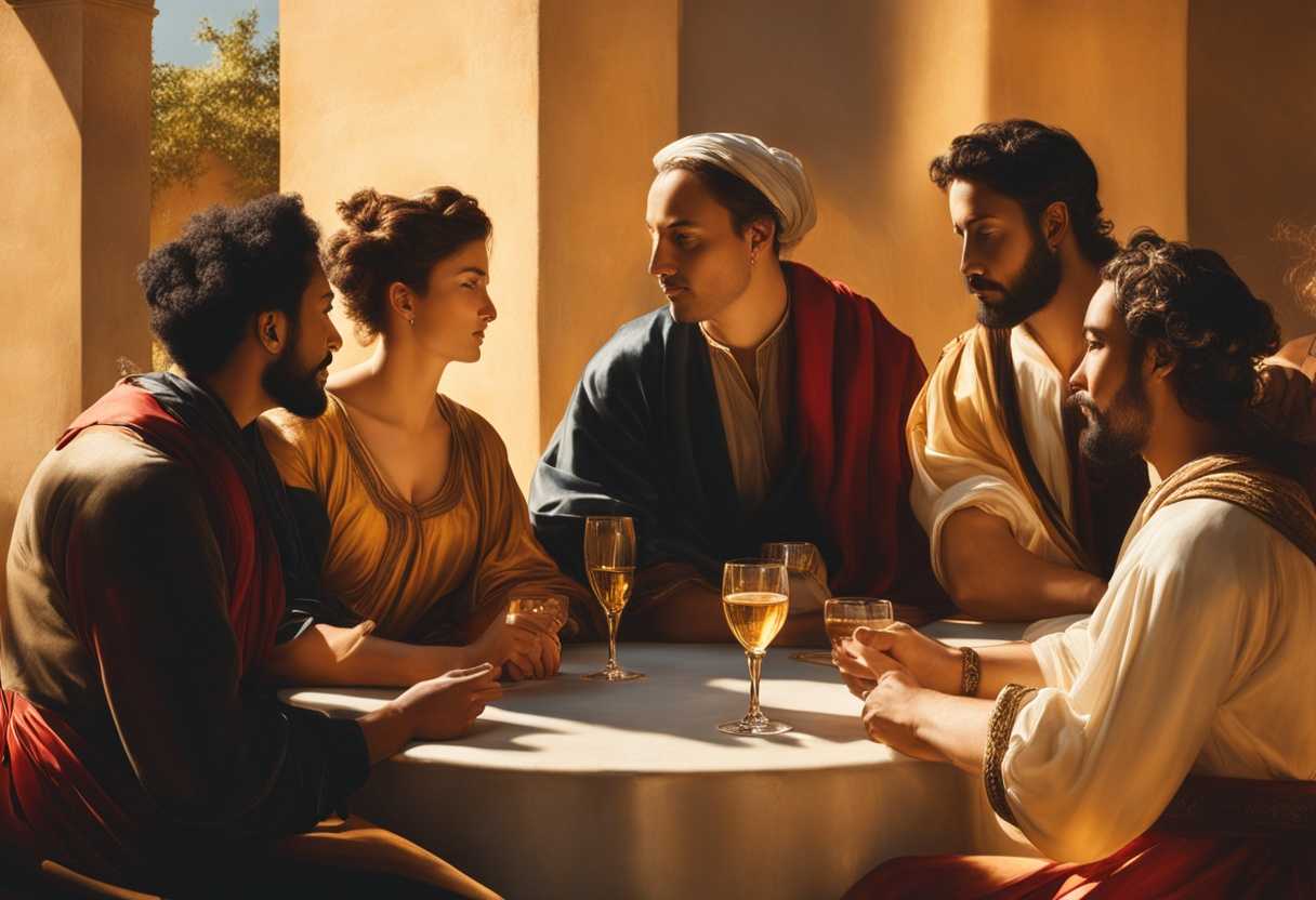 A-diverse-group-of-friends-discussing-passionately-under-golden-sunlight-sharing-wisdom-and-camarad_bzoj