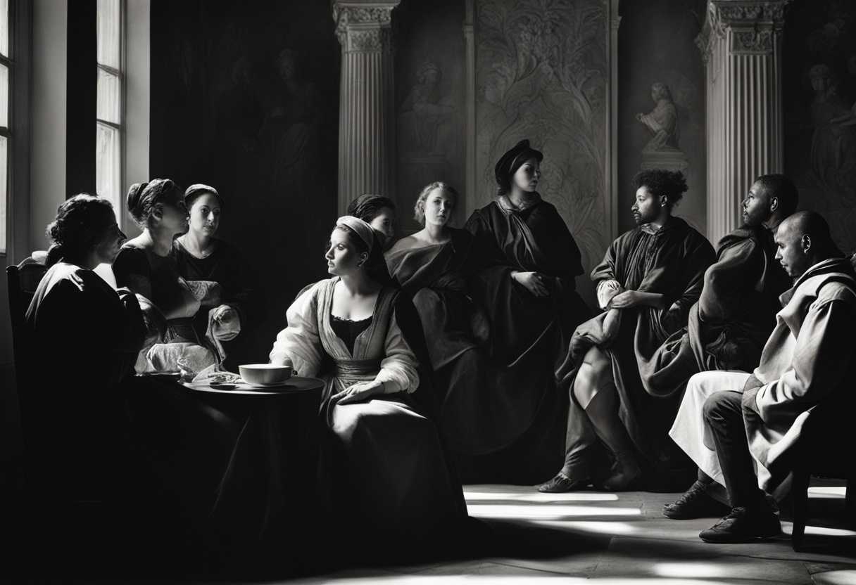 Diverse-group-in-deep-conversation-dramatic-lighting-casting-shadows-candid-emotions-captured-in-b_xyln