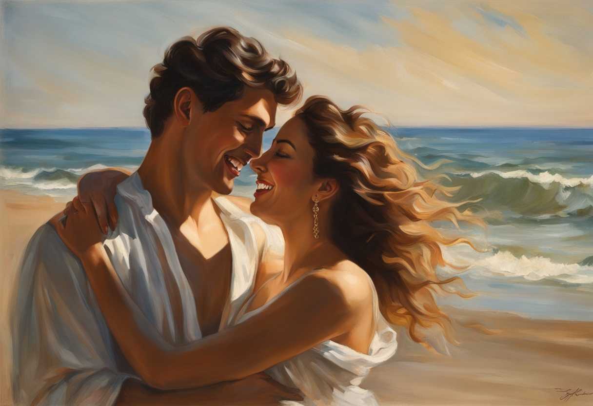 Young-couple-embraces-on-sunlit-beach-laughter-echoing-capturing-candid-moment-of-carefree-romance_wlcc