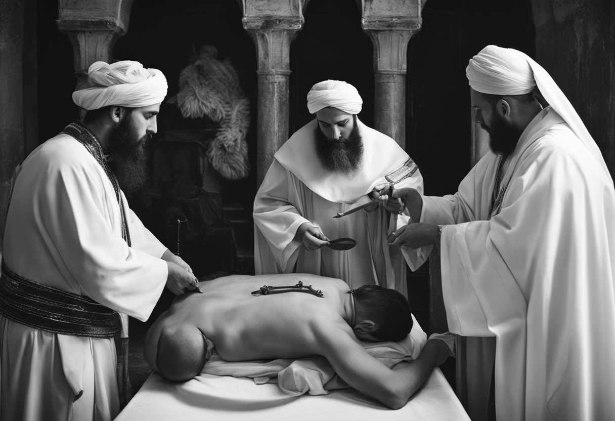 Solemn-Jewish-circumcision-ritual-captured-in-black-and-white-showcasing-ancient-tradition-and-reli_majx