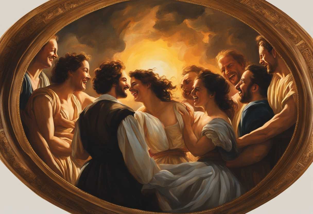 People-in-a-circle-laughing-with-heads-back-arms-linked-basking-in-sunset's-warmth_dbkk