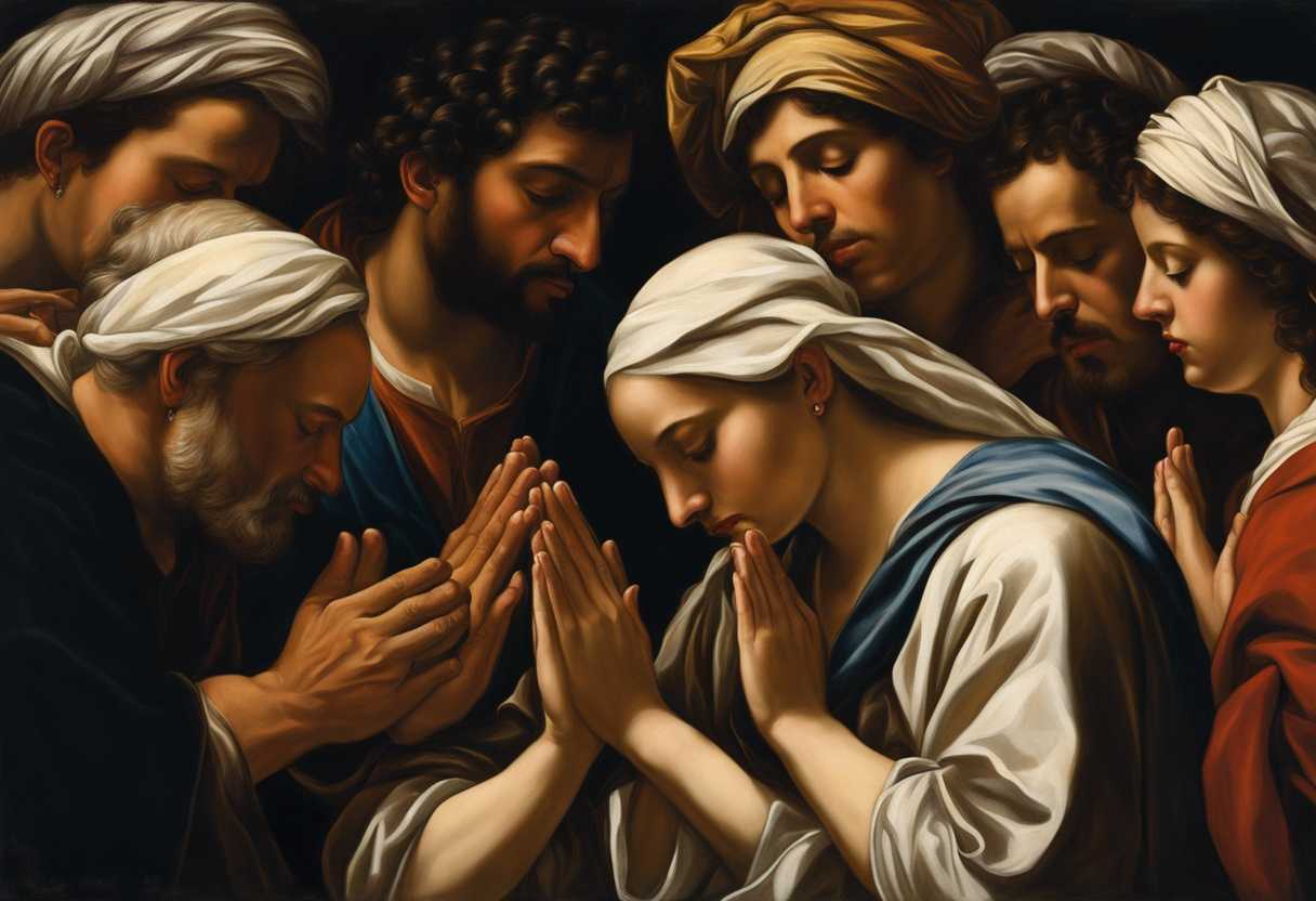A-diverse-group-in-prayer-heads-bowed-hands-clasped-radiating-unity-faith-and-peace_eagw