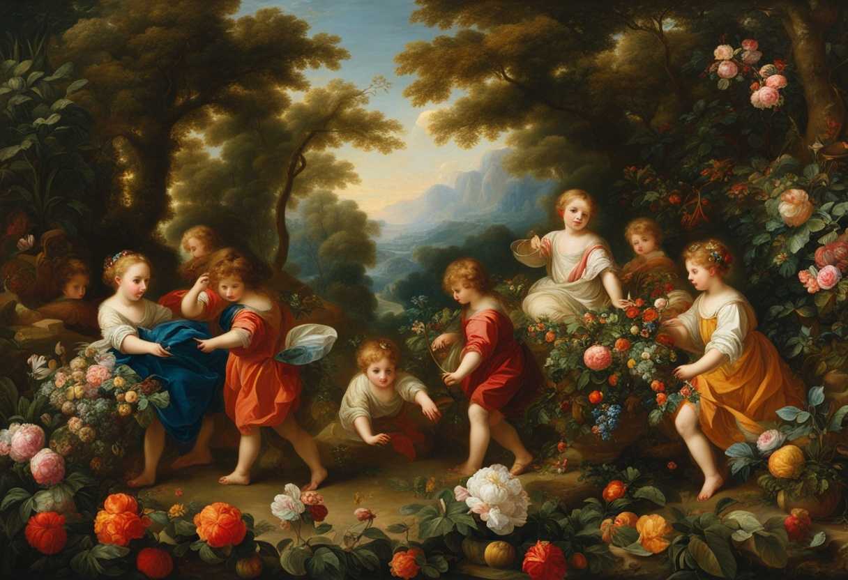 Children-playing-in-a-lush-garden-surrounded-by-vibrant-colors-and-intricate-details-embodying-har_ezzy