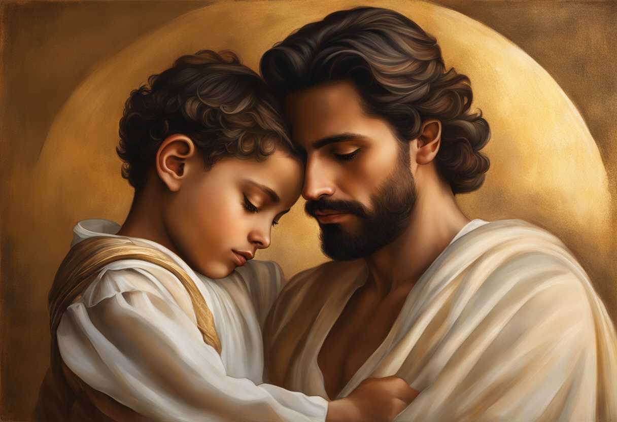 Father-and-son-share-a-tender-embrace-in-golden-light-embodying-unwavering-love-and-trust_fywr