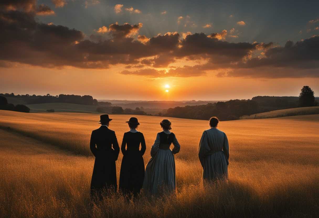 People-standing-in-a-field-at-sunset-gazing-at-the-horizon-in-peaceful-contemplation_qbpy