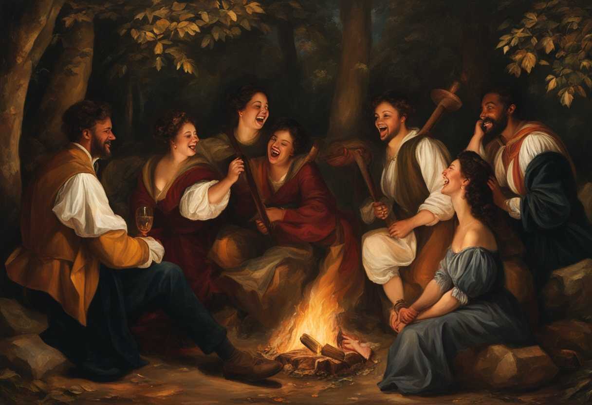 A-diverse-group-of-people-laughing-and-sharing-stories-around-a-bonfire-in-the-woods_wgzz
