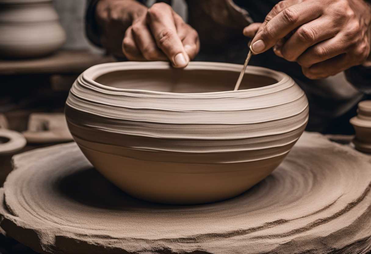 Potter-molds-clay-vessel-with-intense-focus-hands-contrasting-rough-texture-traditional-artistry_mezy
