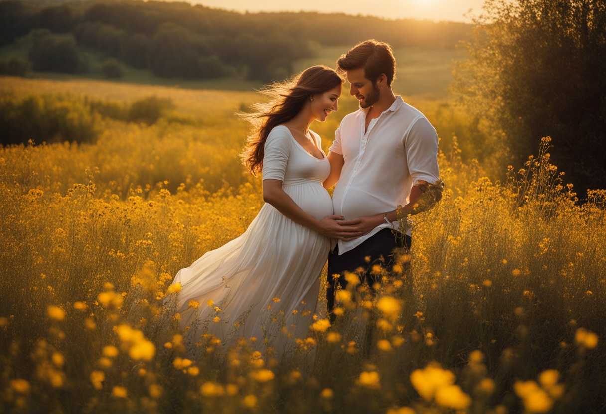Pregnant-couple-in-a-sunlit-wildflower-field-embracing-with-love-and-anticipation_tmqk