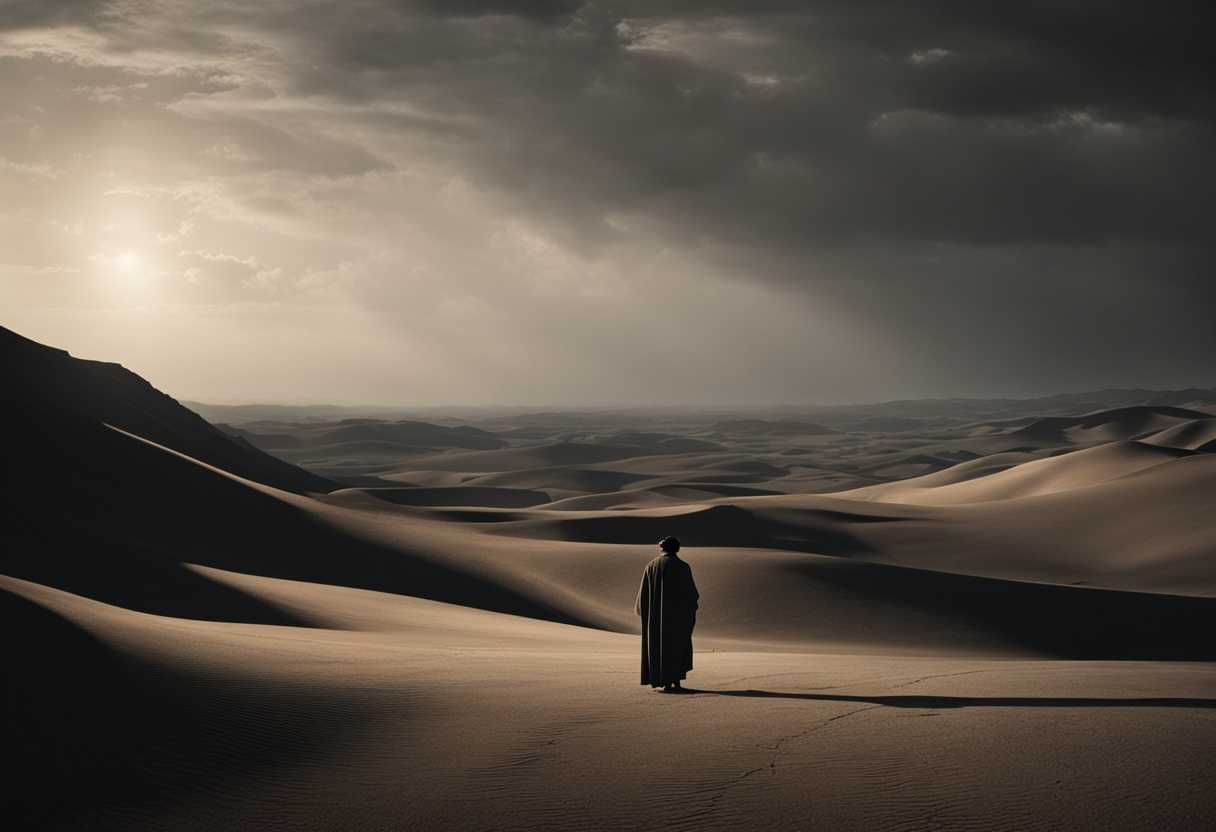 A-solitary-figure-stands-in-a-desolate-barren-landscape-under-harsh-light-and-deep-shadows_lvoe