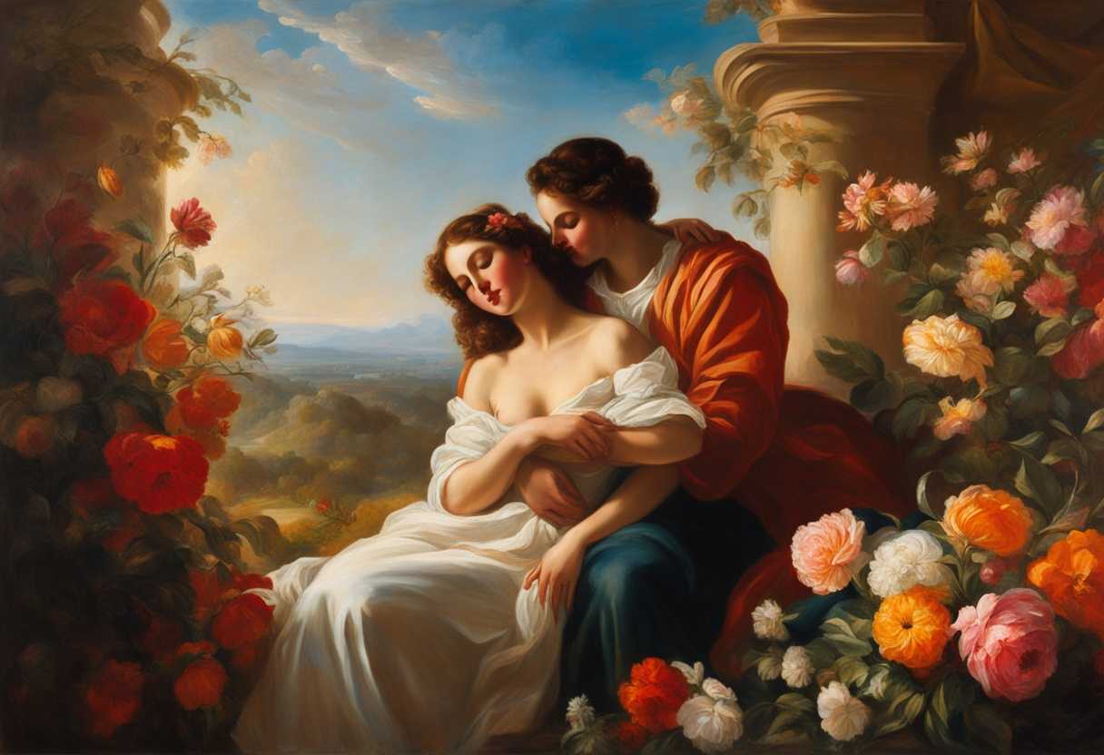 A-couple-embraces-in-soft-sunlight-surrounded-by-vibrant-flowers-radiating-love-and-joy_xsfq