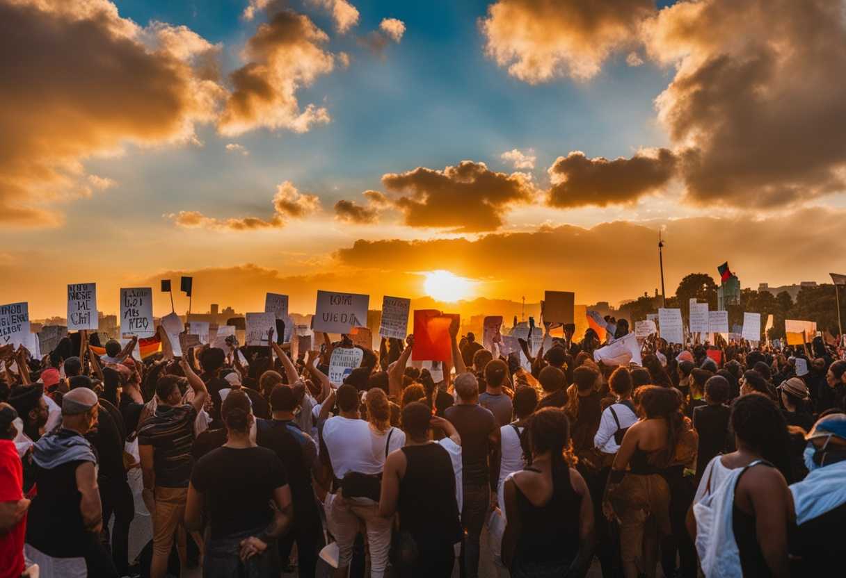 Protesters-stand-united-holding-signs-in-warm-sunset-glow-embodying-strength-and-justice_ilkv