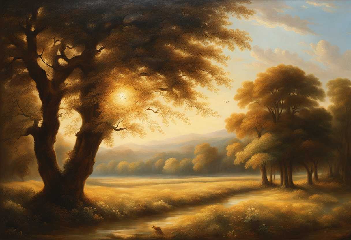 Warm-sunlight-filtering-through-trees-gentle-whispers-of-kindness-honeycomb-glistening-serene-atm_ohns