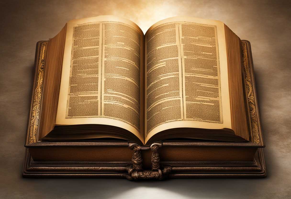 Open-Bible-with-italicized-words-highlighted-surrounded-by-ancient-manuscripts-warm-lighting-scho_dkzw