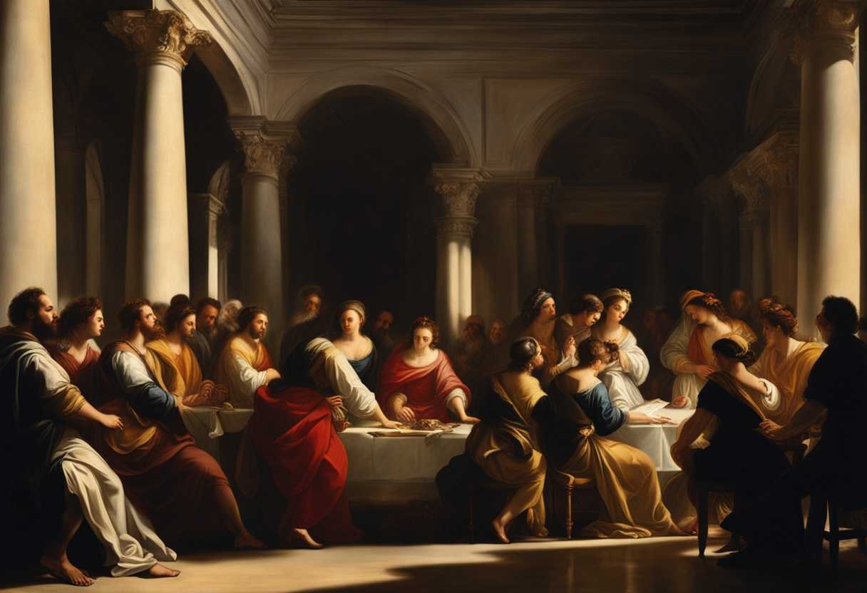 A-humble-gathering-diverse-people-listening-intently-sunlight-streaming-spiritual-connection-ser_noux