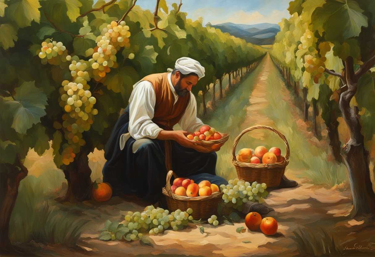 Tenant-in-lush-vineyard-harvesting-fruit-reflecting-stewardship-and-accountability-biblical-parab_xodx
