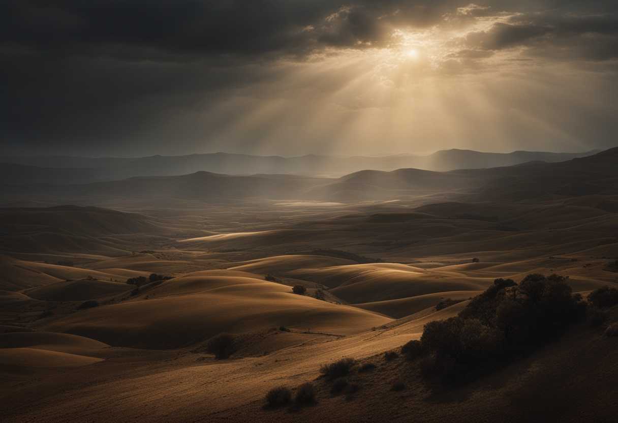 Symbolic-scene-of-divine-withdrawal-barren-land-desolate-Israel-fading-light-somber-atmosphere-_ufzw